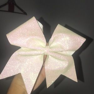 White glitter cheer bow